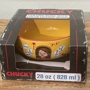Child's Play Good Guys Chucky 28 oz Ceramic Cereal Soup Bowl & Spoon Set NEW